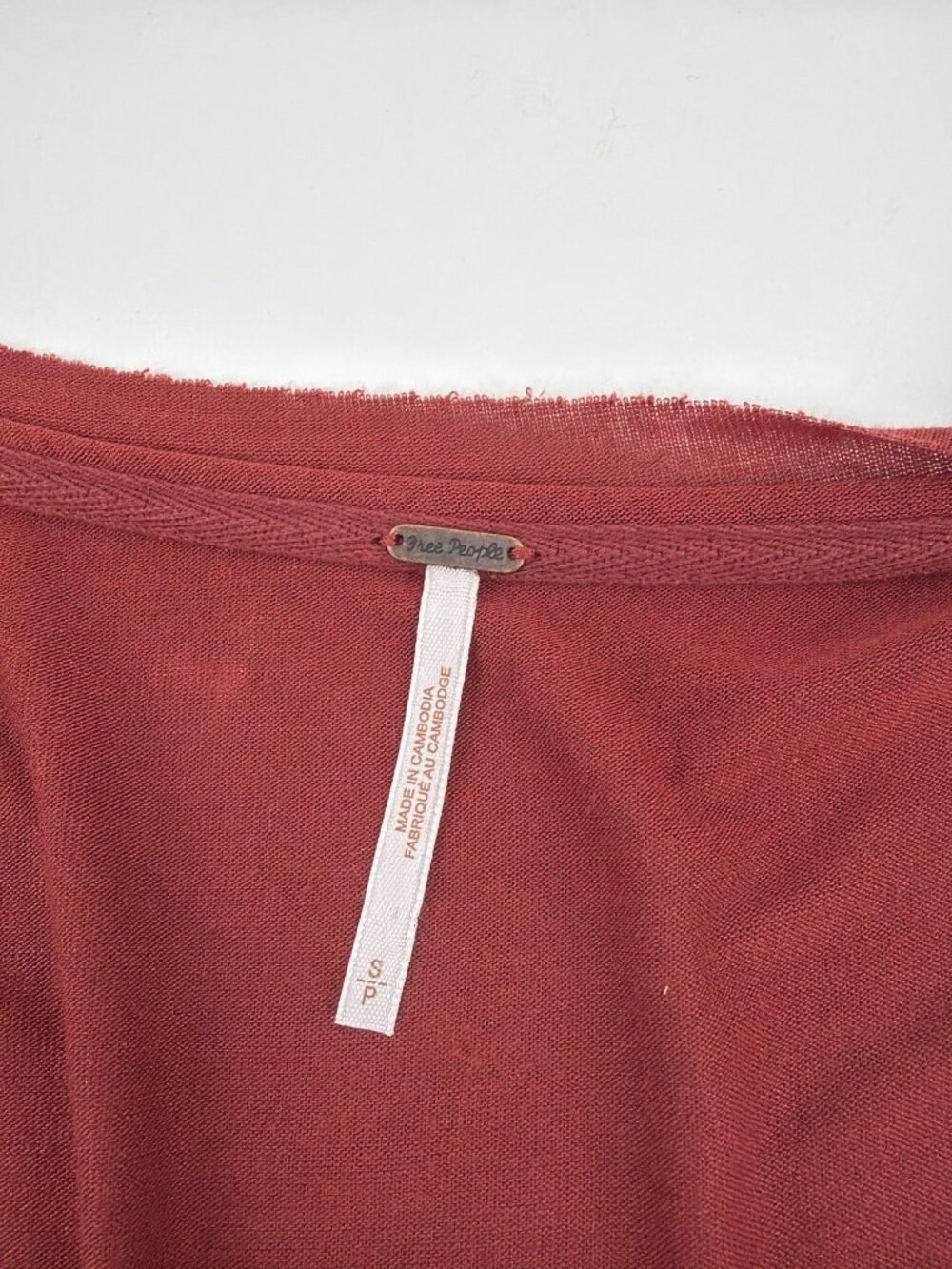 Free People Birdie Henley Top V-Neck Tunic COWBOY Red Women Small Boho Flowy - Picture 3 of 9